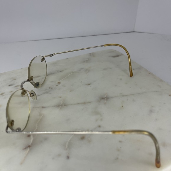 Vintage Rimless Eyeglasses Oval Retro Professor Grandma Light Academia Gold Tone - Picture 6 of 9